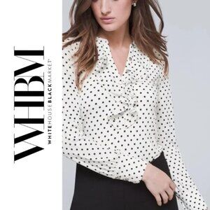 NWOT White House Black Market Ruffled Polkadot Modern Renaissance Blouse - L